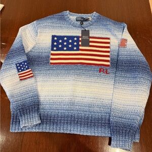 NWT Ralph Lauren Blue and White Flag Sweater